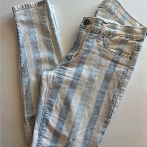 Hudson Jeans Light Blue and White Striped Skinny Jeans